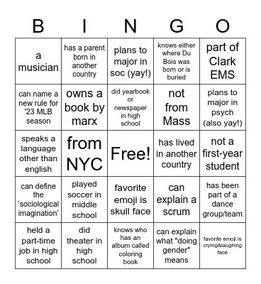 Soc 10 End-o-Semester Bingo Card