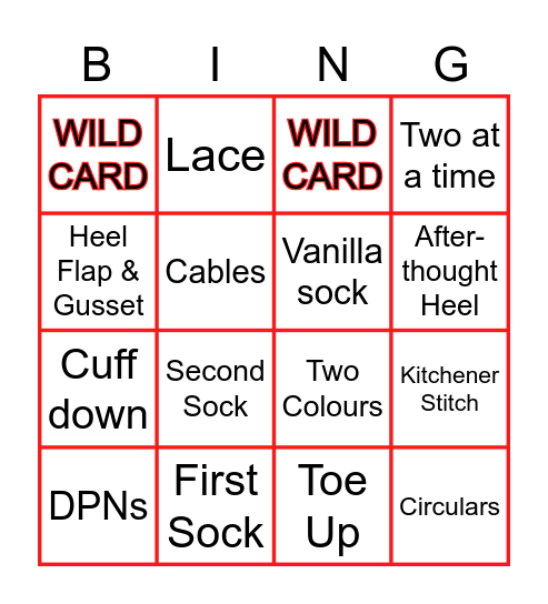 Sock-a-Long BINGO Card
