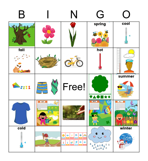 Spring vocabulary Bingo Card