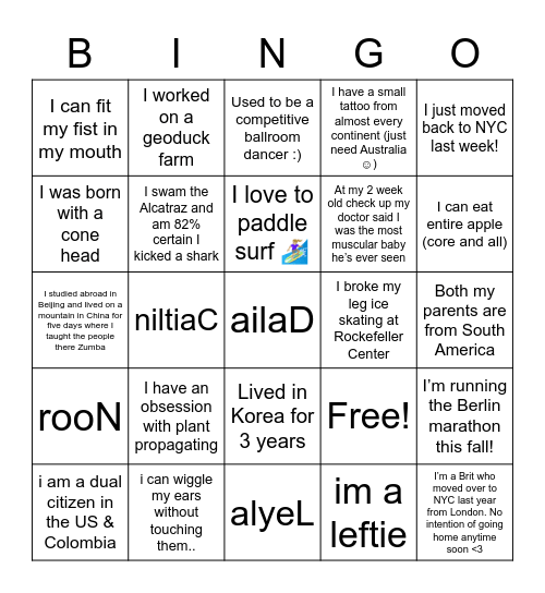 Untitled Bingo Card