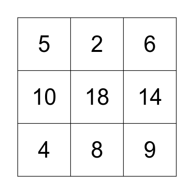 Contar del 0 al 20 Bingo Card