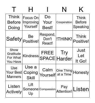 THINK Bingo Card