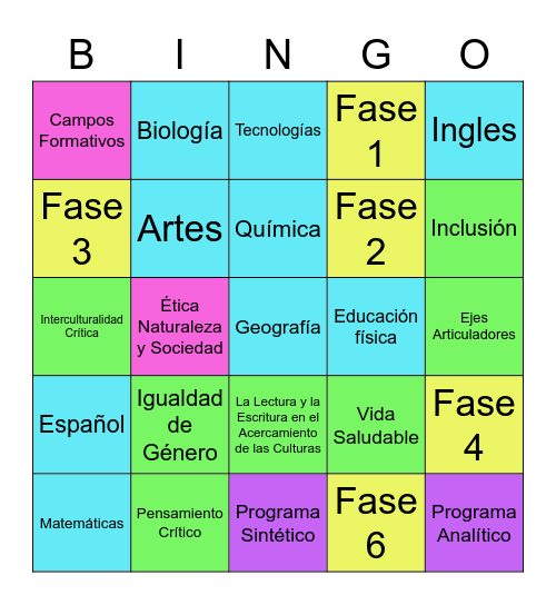 NUEVA ESCUELA MEXICANA Bingo Card