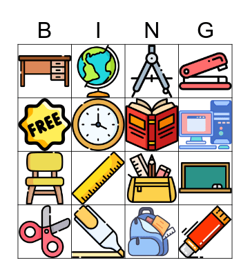 Things in classroom Bingo Card