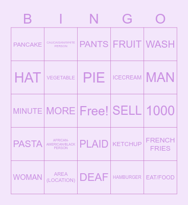 ASL Vocabulary II 2023 Bingo Card