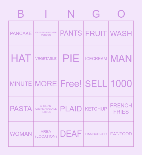 ASL Vocabulary II 2023 Bingo Card