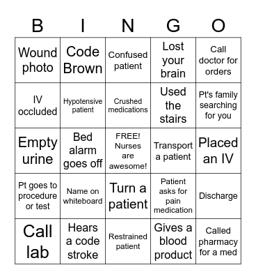 Nurse Bingo! Bingo Card