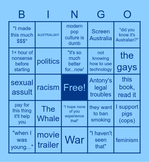 Antony's secret agenda Bingo Card