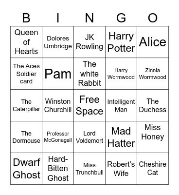 Character Bingo Card