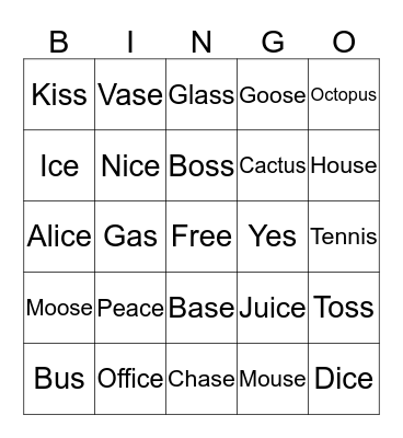 /S/ BINGO! Bingo Card
