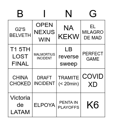 MSI 2023 Bingo Card
