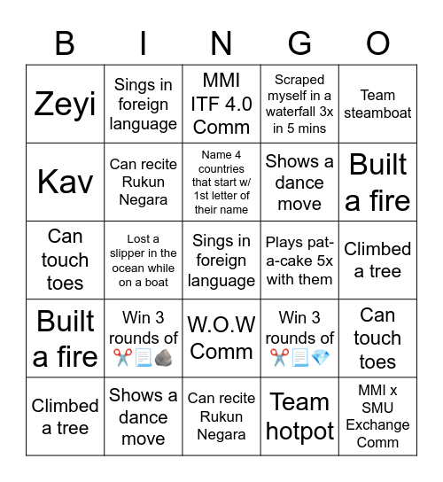 Bingo Lingo Mimbo Nindo Bingo Card