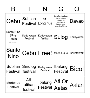 FESTIVAL BINGO Card