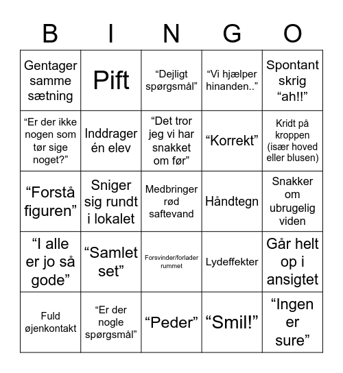 Peder Bingo Card