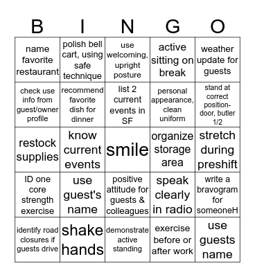 Fairmont Heritage Health and Safety Bingo  Bingo Card