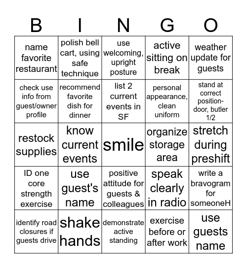 Fairmont Heritage Health and Safety Bingo  Bingo Card