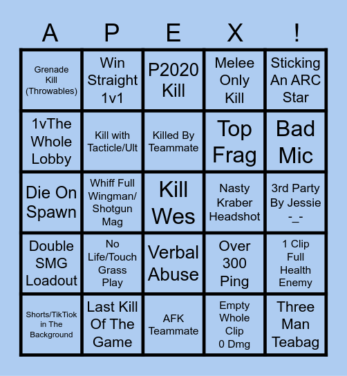 Apex Custom Bingo Card