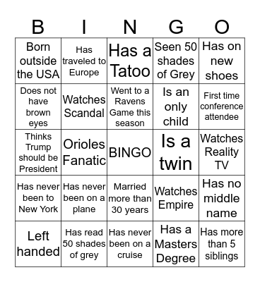 Womens Conference 2016 Bingo Card