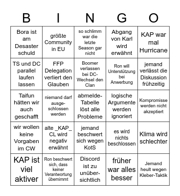 KAP-Beef Bingo Card