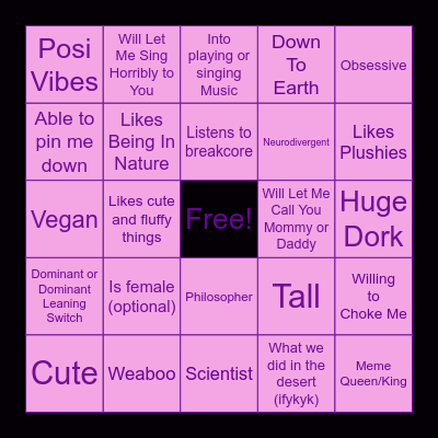 Are You Ciel's type? Bingo Card