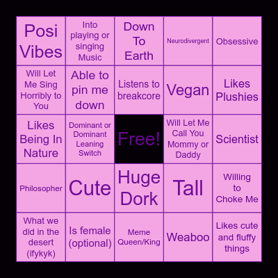 Are You Ciel's type? Bingo Card