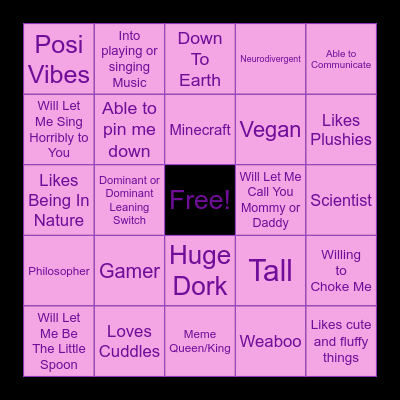 Are You My Type?? Bingo Card