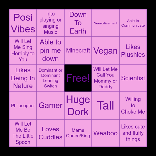 Are You My Type?? Bingo Card