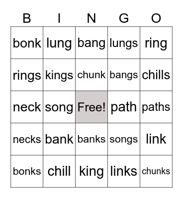 Fundations Lvl 1 Unit 7 Bingo Card