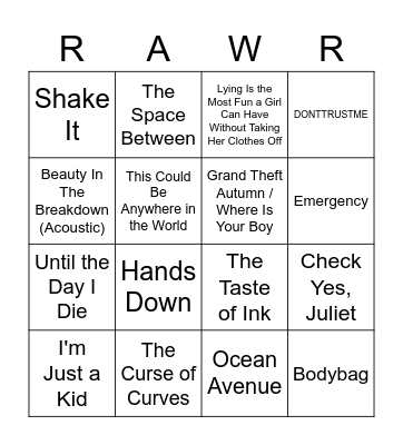 The Myspace Years Bingo Card