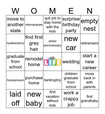 The Game of Life Bingo Card