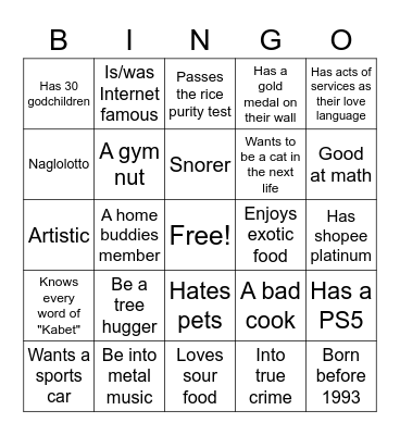 Human Bingo Card