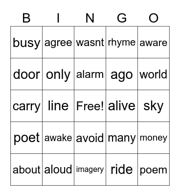 week 4.6 spelling & sight words Bingo Card