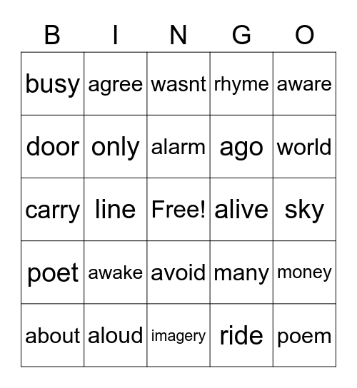 week 4.6 spelling & sight words Bingo Card
