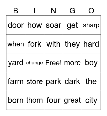 /or/ bingo Card