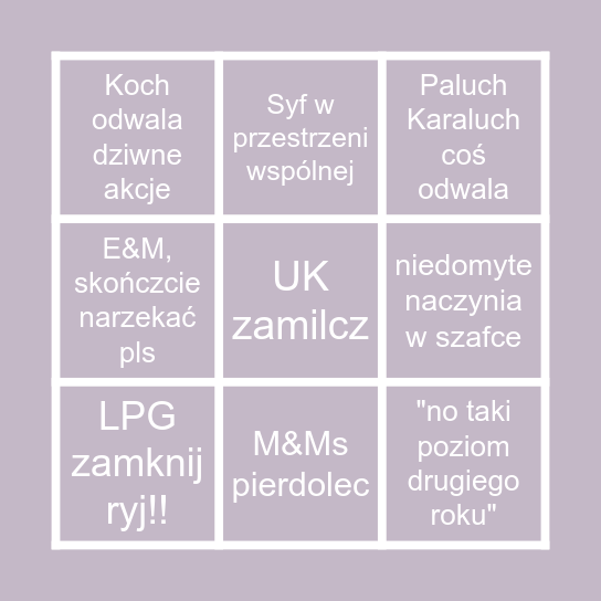 weekly pierdolec Bingo Card