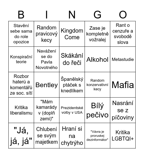 Daniel Vávra bingo Card