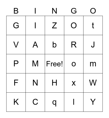 Letter Sounds Bingo Card