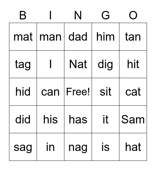 Letterland Bingo unit 14-15 Bingo Card