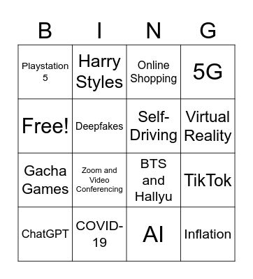 2020s Bingo Card