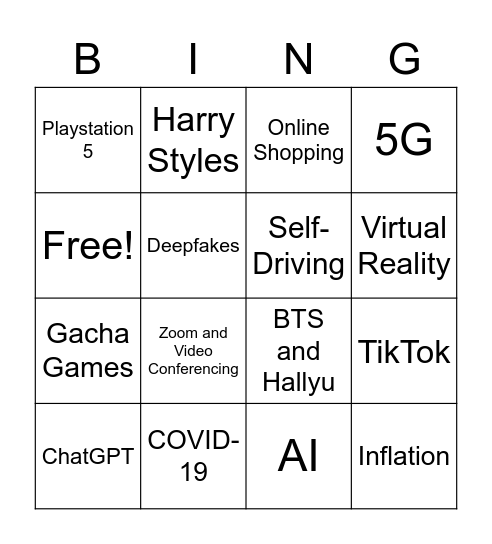 2020s Bingo Card