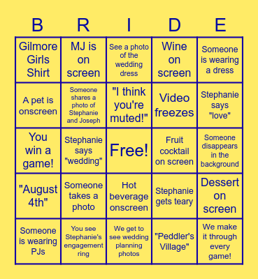 Bridal Shower Bingo! Bingo Card