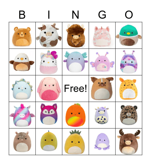 Squishmallow Bingo Card