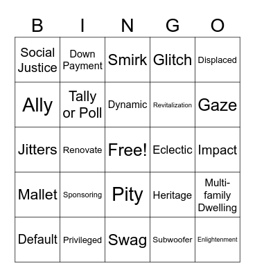 Take Back The Block Bingo Card