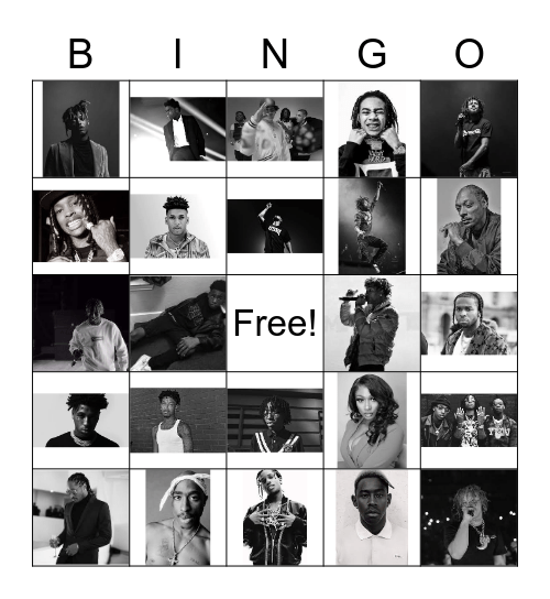 Rapper Bingo Card