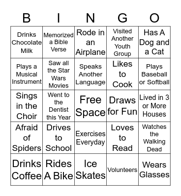 Teen Bingo Card