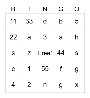 New Futures Test Bingo Card