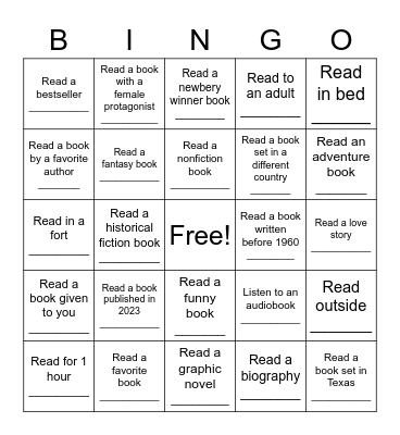 Summer Reading Bingo Card