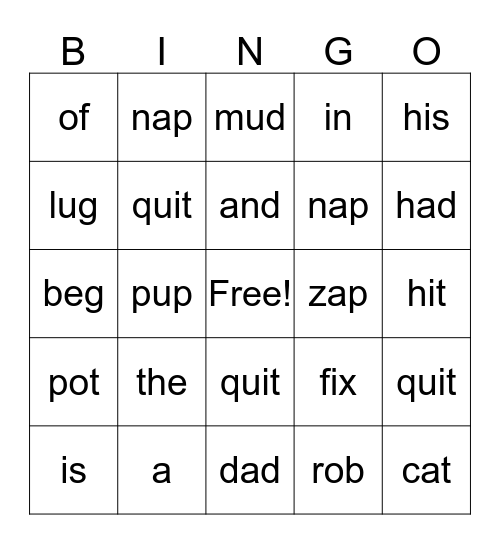 Fundations - Unit 1 Bingo Card