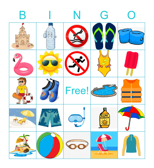 Swim Safety Bingo Card