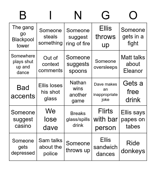 Staggy waggy Bingo Card